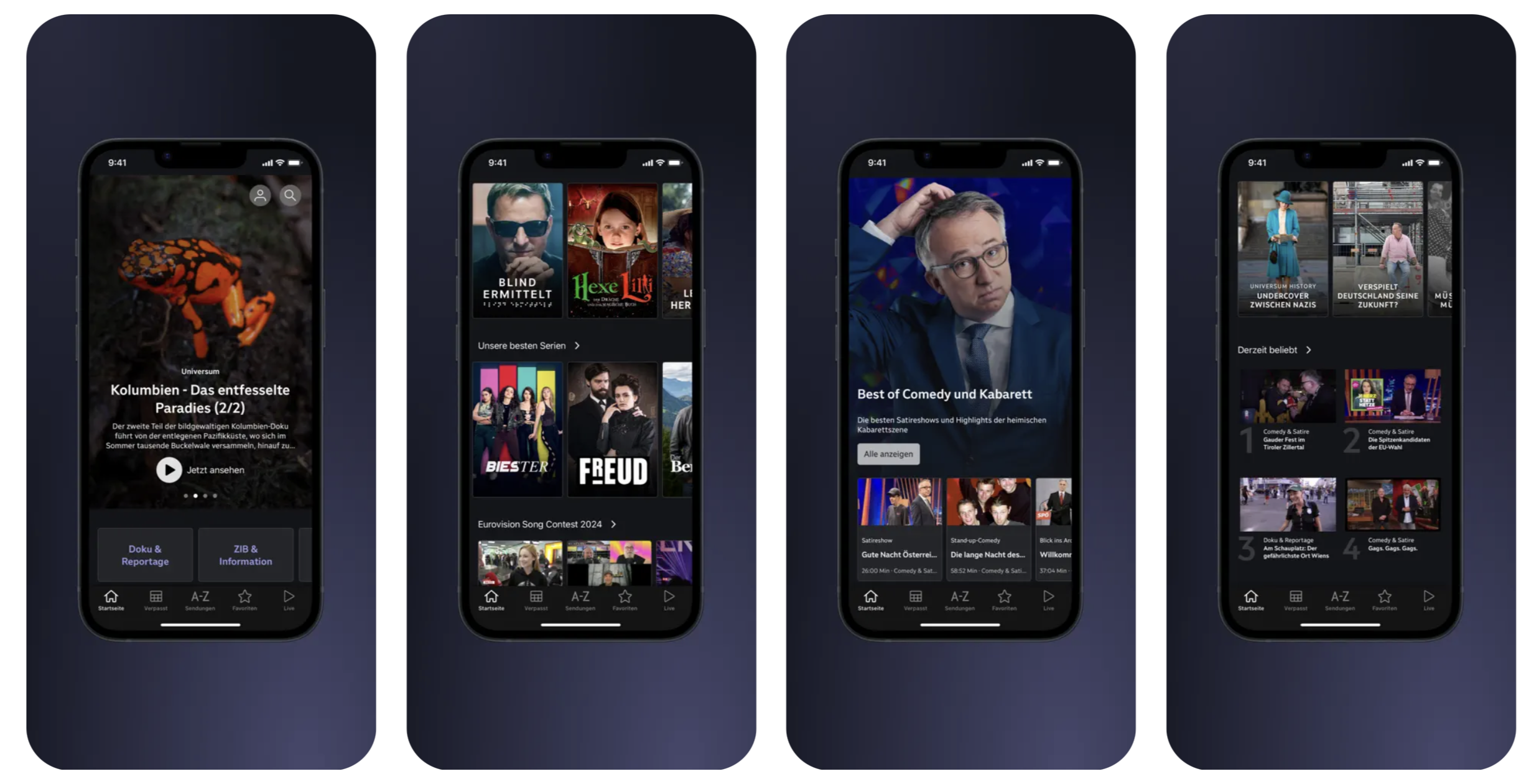 ORF ON — iOS app screenshots